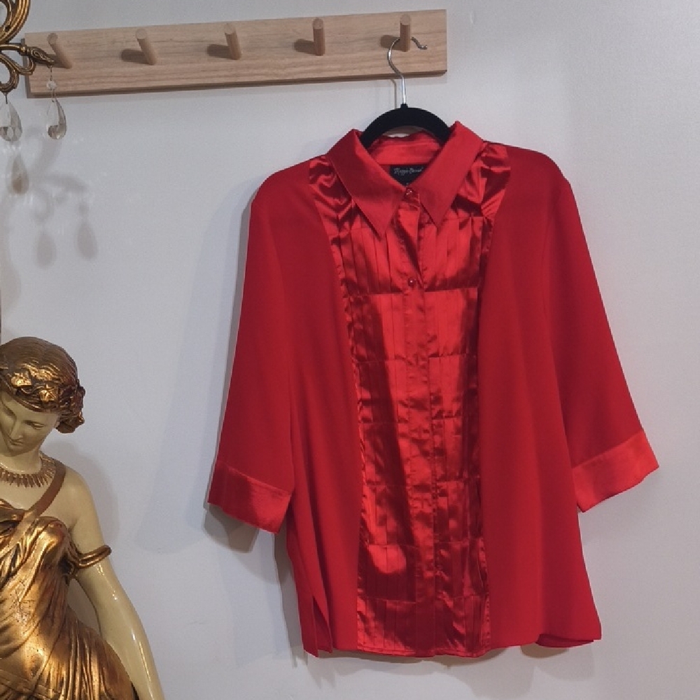 Maggie Barnes Scarlet Satin Blouse